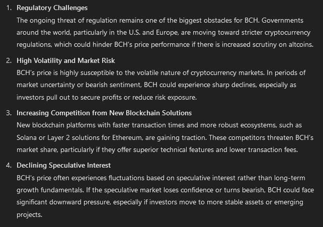 Bearish factors for BCH. Source: OpenAI