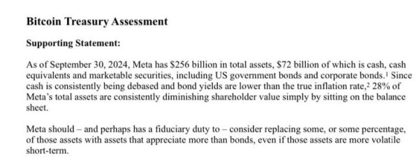 Meta urged to consider Bitcoin Treasury shareholder proposal0