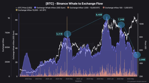 Bitcoin Whales Hold Firm as Binance Inflows Plunge to $3B 10